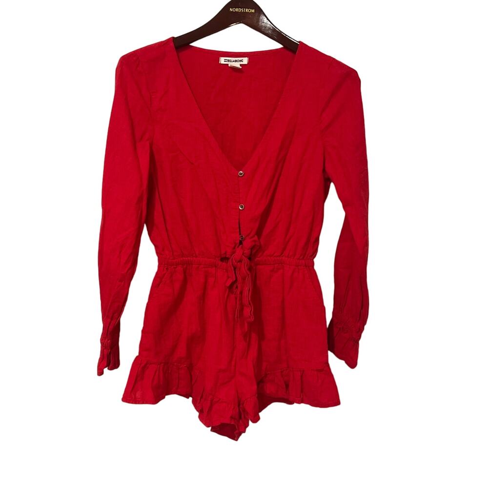 Billabong, Red, Long Sleeve Romper, Size M, 1079Z
